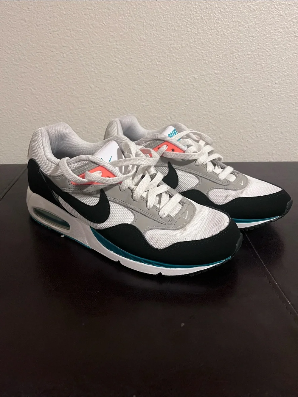 Nike Men's Air Max Correlate - White Black Gray with Teal and Coral Accents